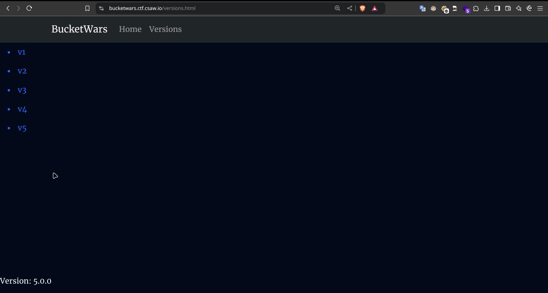 Versions page