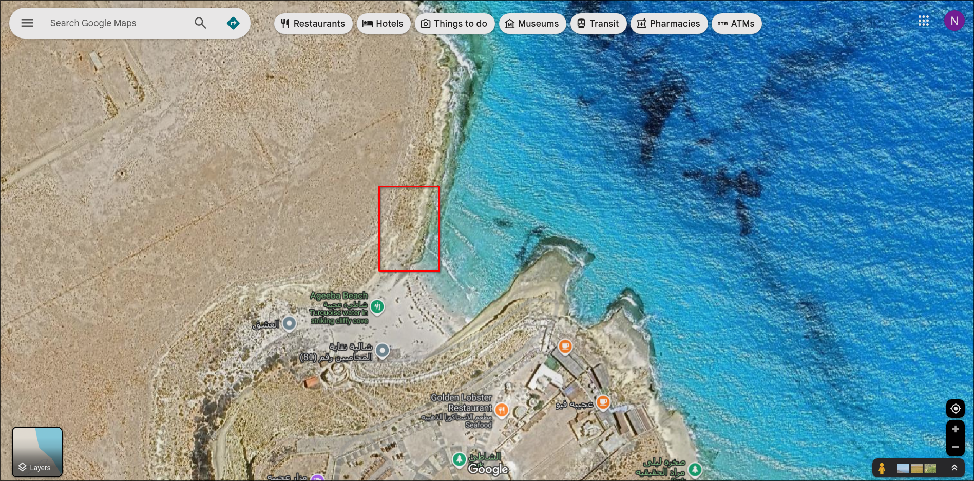 Agiba Beach Map Zoom